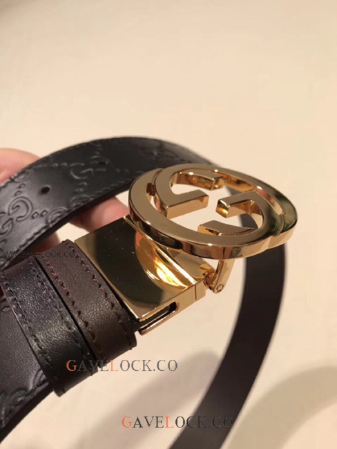 Gucci Double Sided Leather Belt Classic Monogram GG Buckle